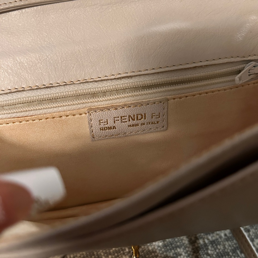 004. Fendi White&Gold vintage leather Crossbody COA - Picture 13 of 13